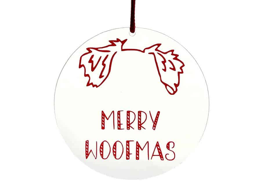 Handgemachtes Acrylglas mit roter Aufschrift von LUI Dogstuff